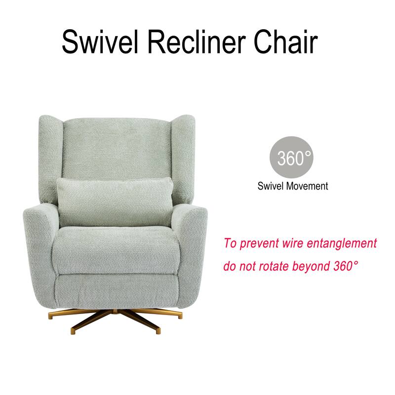Roomfitters Power Swivel Recliner Chair, Upholstered 360° Swivel Power Recliner with Gold 5-Star Base
