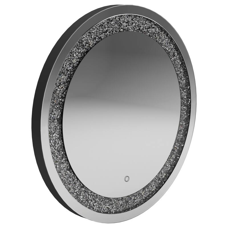 Landar 32 x 32 Inch Round LED Light Wall Mirror Silver - Mirror