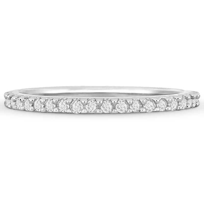 Miadora 10k White Gold 1/5ct TDW Diamond Stackable Anniversary Wedding Band Ring