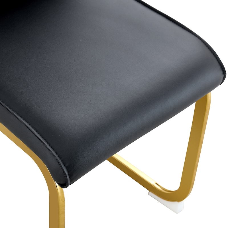 PU High Resilience Dining Chair Set of 4 Luxury Arch Chair with Arched Metal Silver Leg Upholstered Kitchen Chair