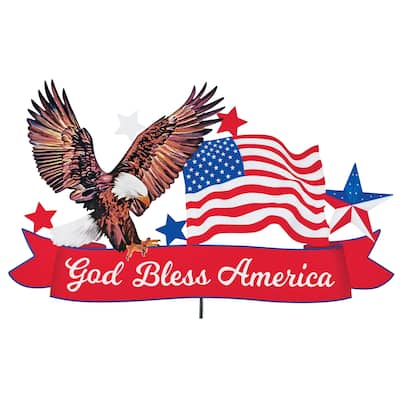 God Bless America Patriotic Bald Eagle Stake - 18.87 x 16.5 x 0.25