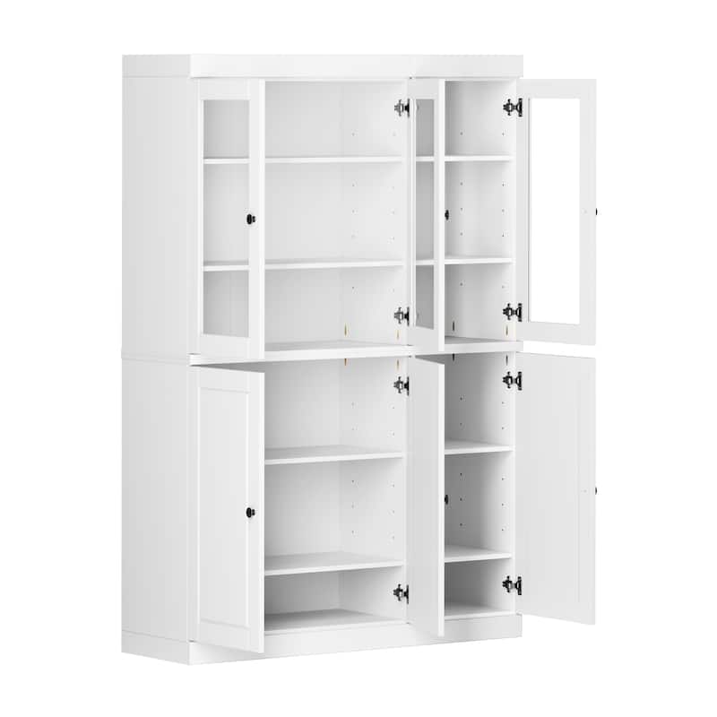Palace Imports 100% Solid Wood 48.5" China Pantry Cabinet with Solid or Clear Glass Doors and Adjustable Shelves - 48.5" x 71.5"