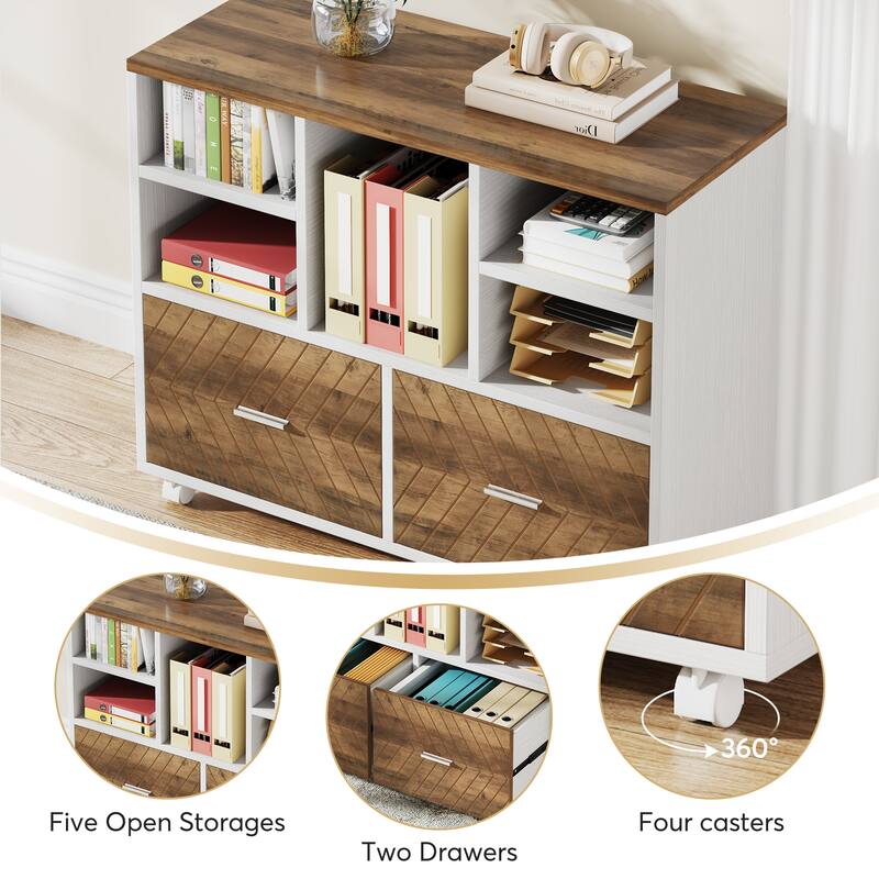 63" L-Shaped Executive Desk with Reversible File Cabinet Office Desk with Storage Drawers