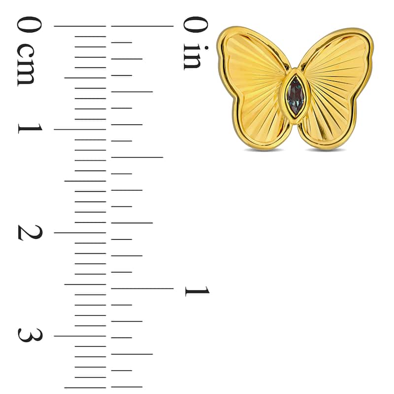 Miadora 1/4ct TGW Marquise-Cut Created Alexandrite Butterfly Stud Earrings in Yellow Silver