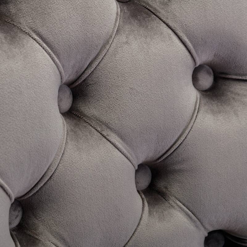 GDF Studio - Modern Velvet Tufted Upholstered Office Chair with Golden Metal Base with Nailhead Trim and Triple-Elastic Cushion