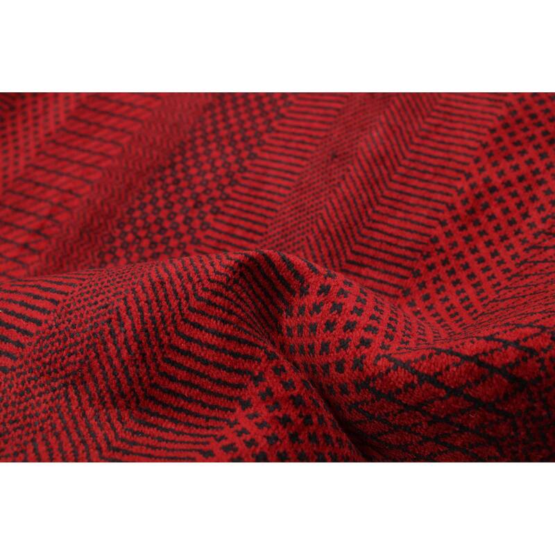 ECARPETGALLERY Hand-knotted Finest Silk Shadow Dark Red Wool Rug - 6'2 x 9'1