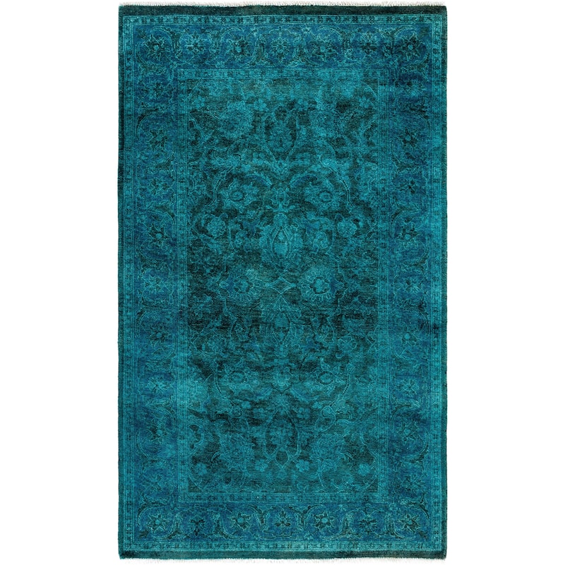 Overdyed One-of-a-Kind Hand-Knotted Area Rug - Green - 3' 1" x 5' 2"