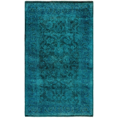 Overdyed One-of-a-Kind Hand-Knotted Area Rug - Green - 3' 1" x 5' 2"