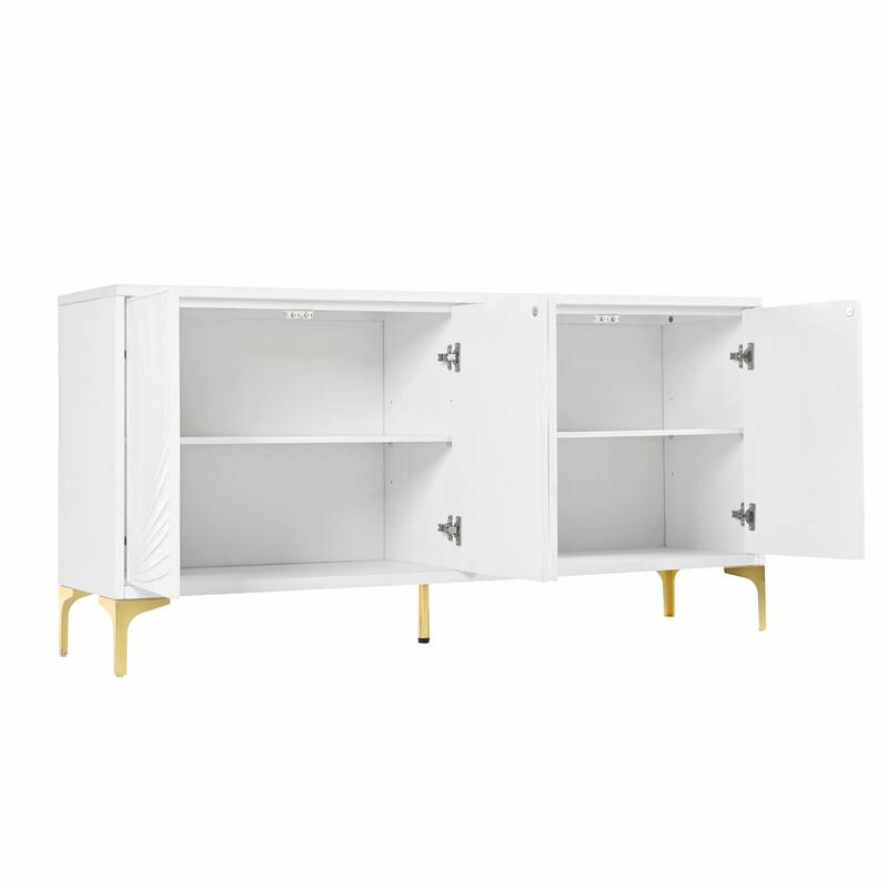 Unique Texture Four-Door Sideboard, Multi-Functional Storage Cabinet