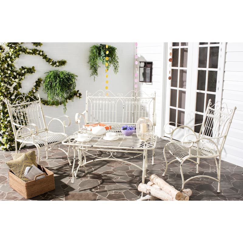 SAFAVIEH Outdoor Jalyn Victorian Scroll Iron 4-Piece Patio Set