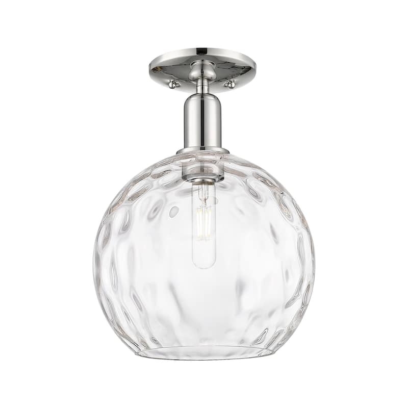 Innovations Lighting 716-1C-14-10 Athens Water Glass Semi-Flush Athens - Polished Nickel / Clear Water Glass