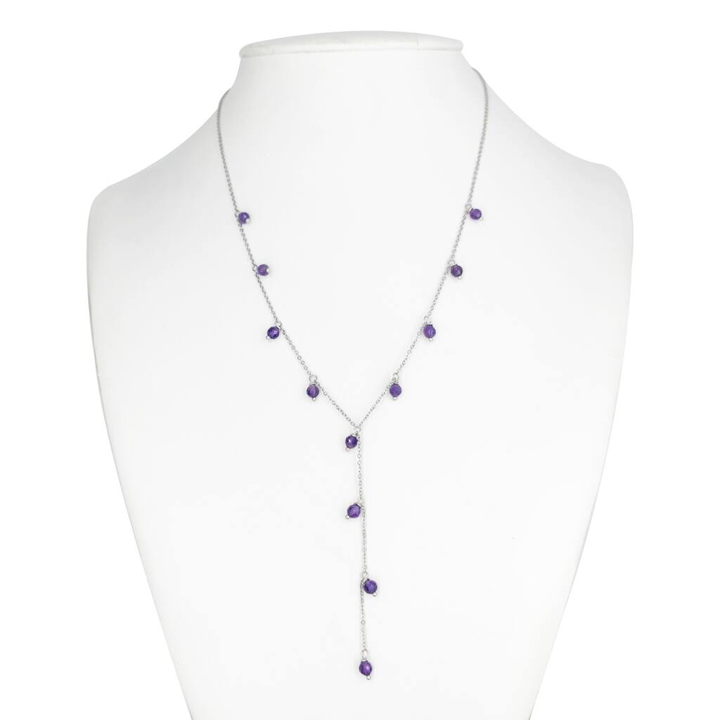 Sterling Silver with Amethyst Necklace with 23" Chain & 2" Extender
