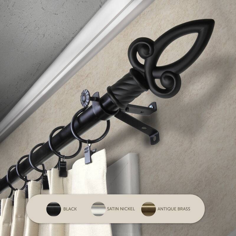 InStyleDesign Saber Adjustable Curtain Rod - 28 to 48 inches - Black