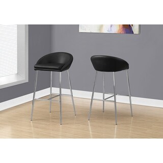 Overstock Monarch 2295 Two Piece Black Chrome Base Bar Barstool (Extra Tall - Over 33 in. - Set of 2 - Black)