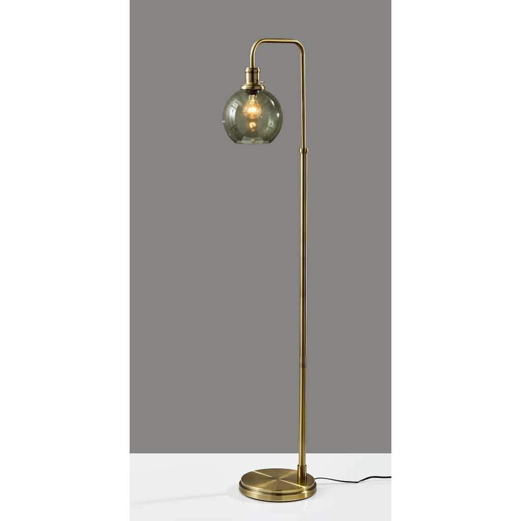 Smoked Glass Floor Lamp - Brass
