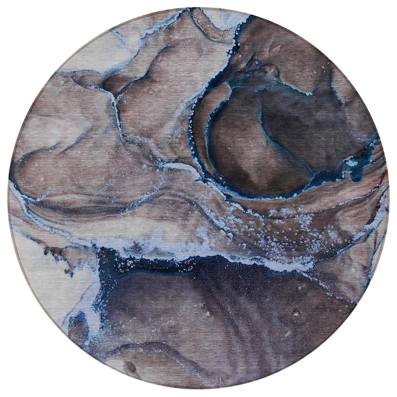 Damo Modern Art-Inspired Weather Resistant Trendy Modern Round Outdoor Rug - 8' Round