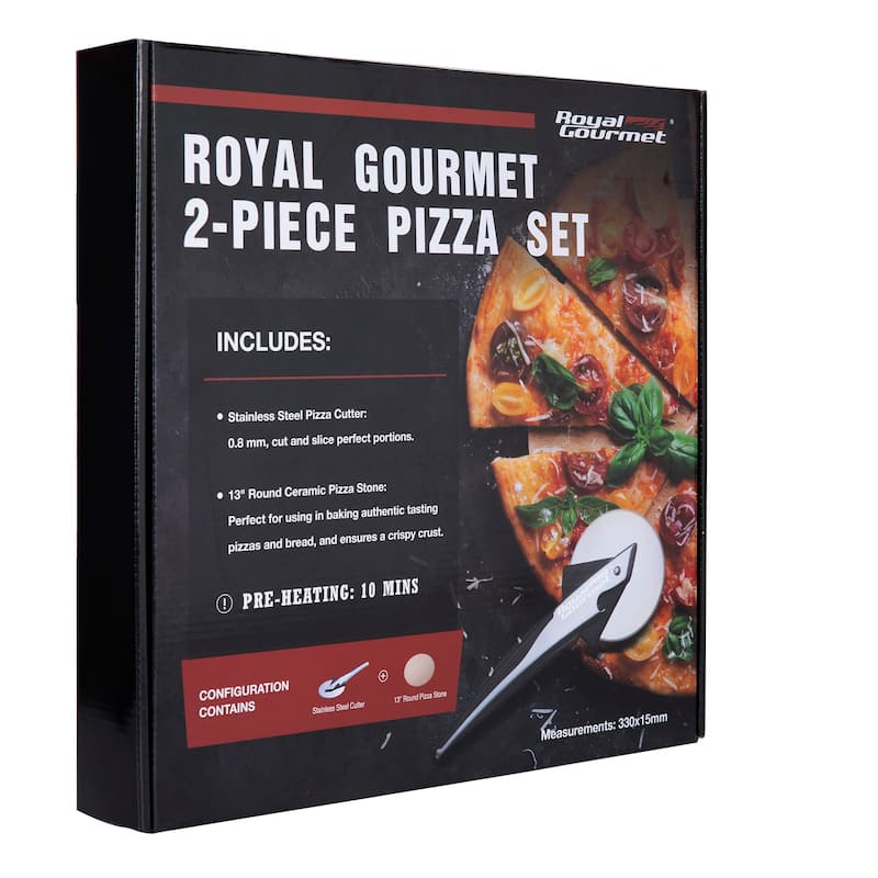 Royal Gourmet 2-Piece Pizza Set, 13in Pizza Stone and Wheel Cutter