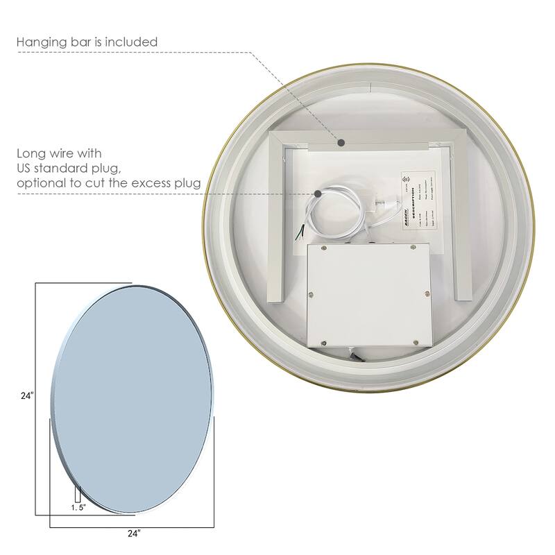 Altair Palme Round Framed Bathroom LED Lighted Wall Mirror