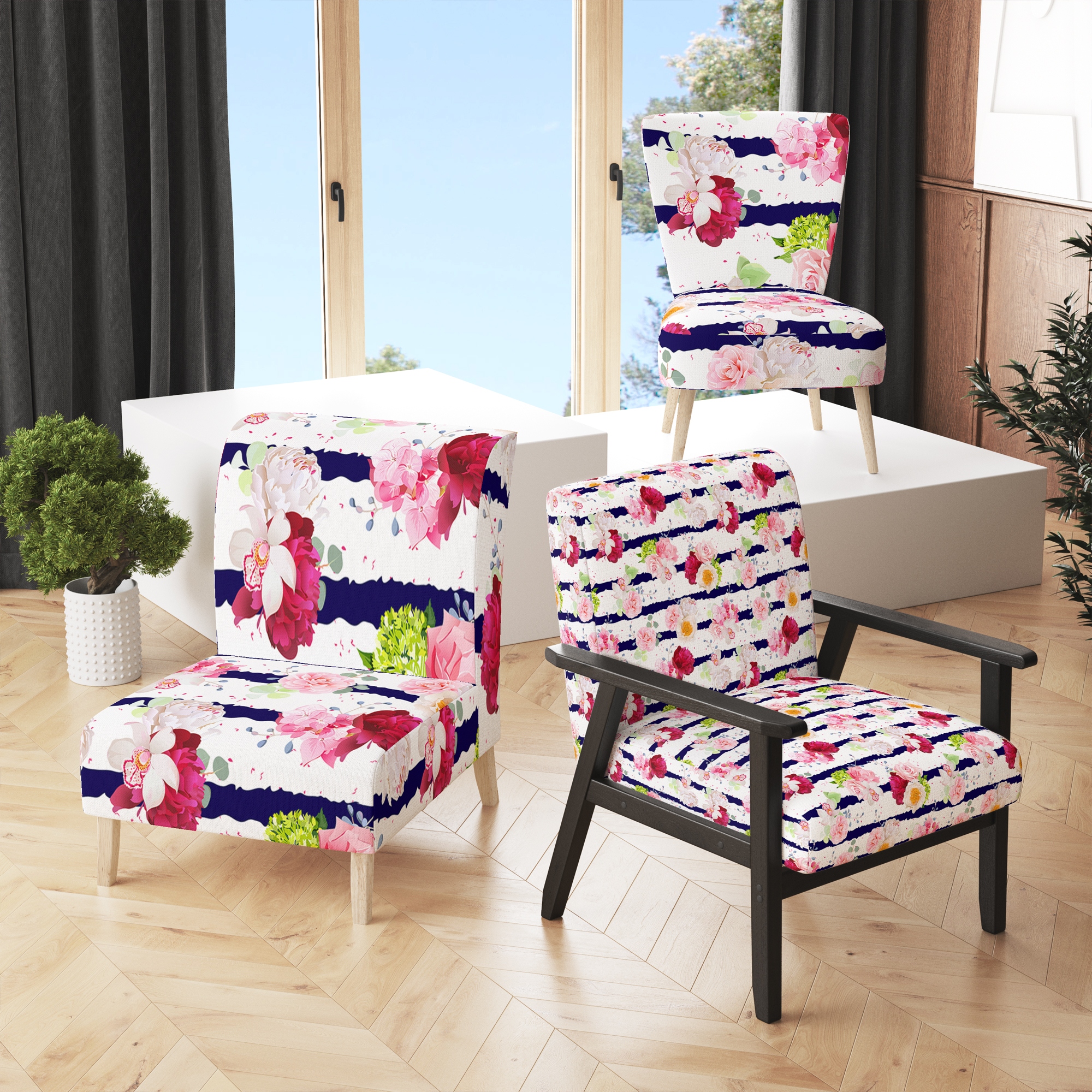 Pink flowers outlet chair