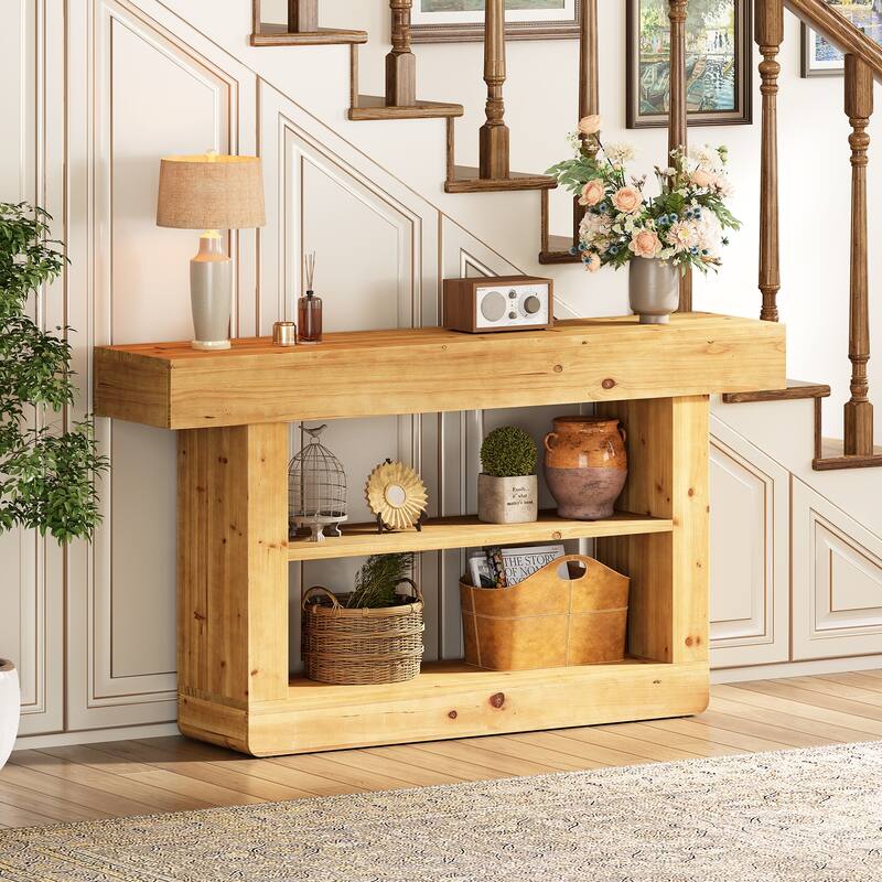 63-Inch Solid Wood Console Table for Entryway