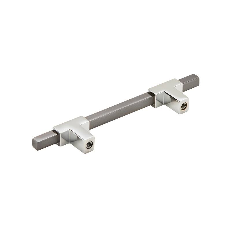 Urbanite 3-3/4 in (96 mm) Center-to-Center Polished Chrome/Black Chrome Cabinet Pull - 3.75