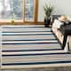 SAFAVIEH Courtyard Charmaine Indoor/ Outdoor Waterproof Area Rug - 4' x 4' Square - Navy/Beige