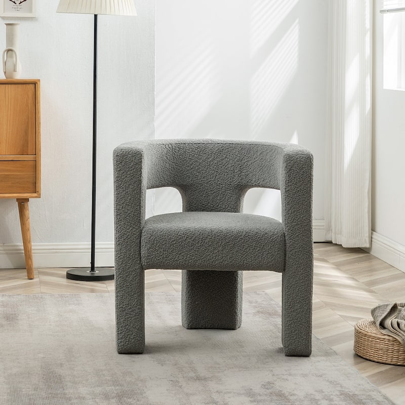 KINWELL 28" Wide Boucle Upholstered Square Armchair