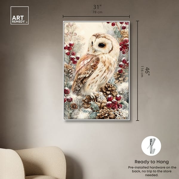 dimension image slide 7 of 24, Christmas Forest Owl III Wall Decor Canvas Print by Art Remedy