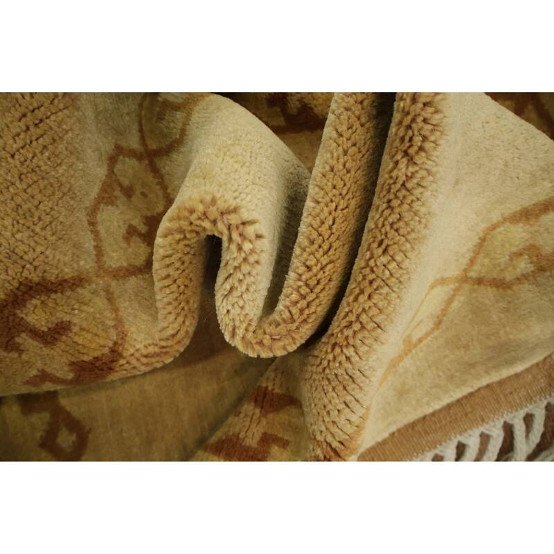 Hand Knotted Oriental 100% Wool Carpet Tribal Geometric Yellow & Gold Gabbeh Area Rug - 4' 8'' X 3' 6''