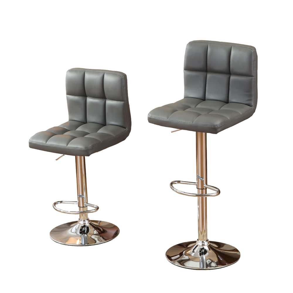 Swivel Faux Leather Adjustable Hydraulic Bar Stool Dining Chairs (Set of 2)