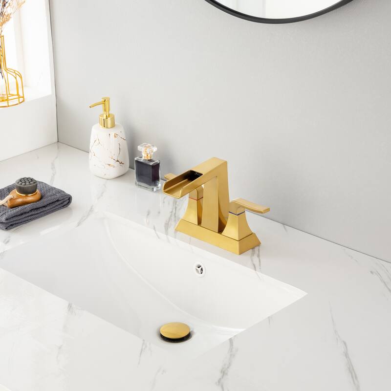 Widespread Bathroom Sink Faucet Brushed Gold