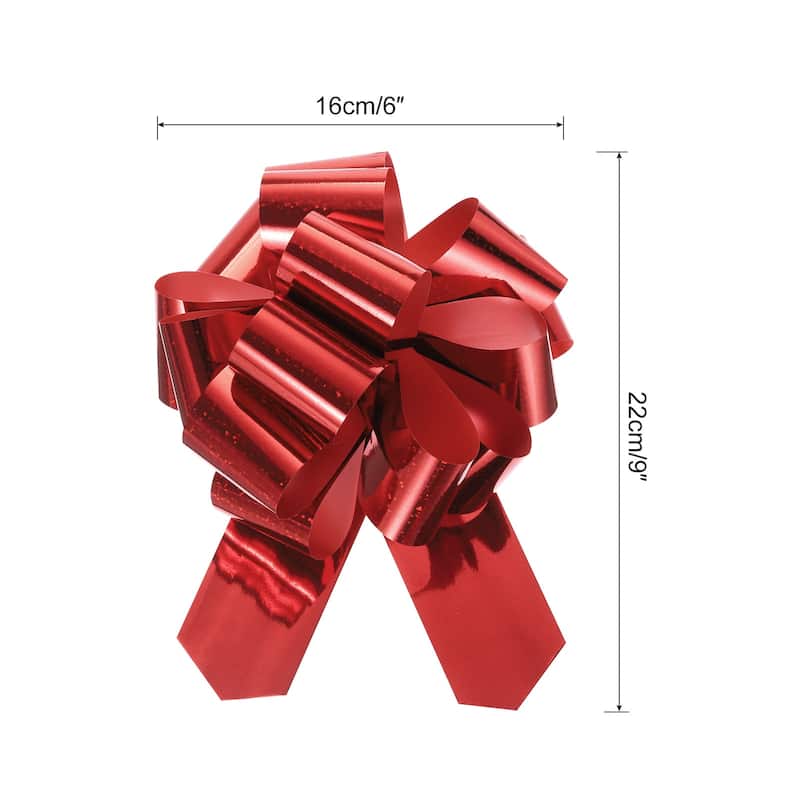 10pcs Metallic Large Big Pull Bow Glitter Gift Wrapping Bows Ribbon - Red - 6 inch