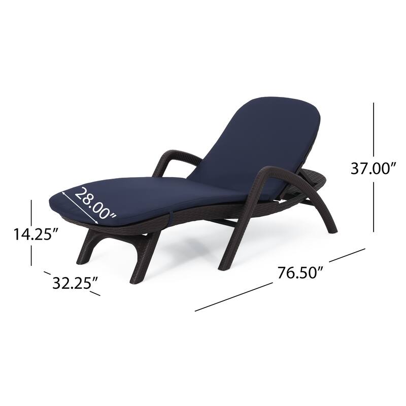 Outdoor Chaise Lounge Chair with Cushion, Adjustable Backrest Recliner Sun Lounger