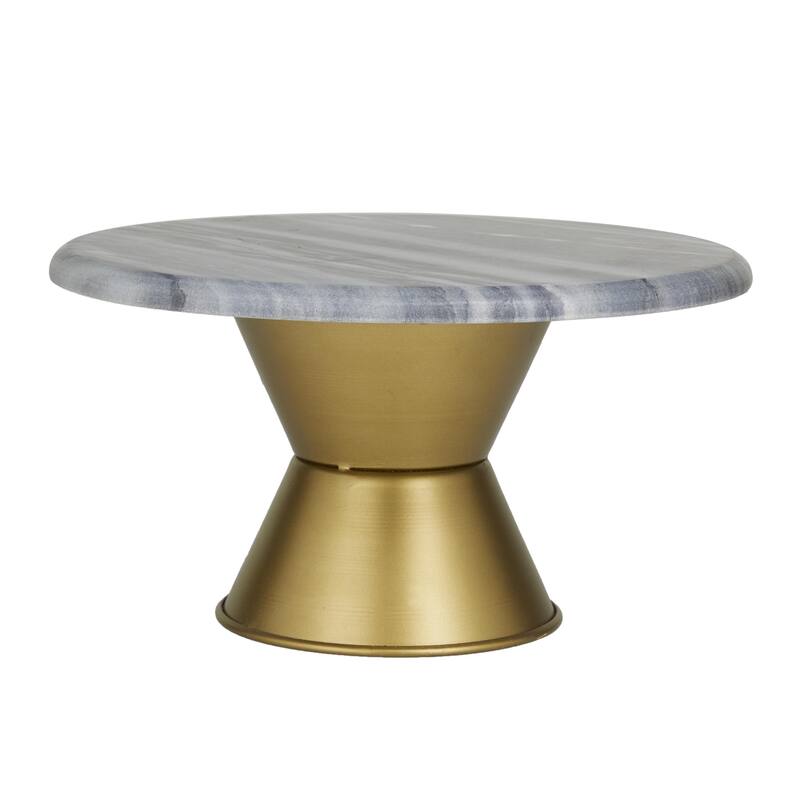 Marble Cake Stand with Gold Base - White or Gray - Roche River Decor
