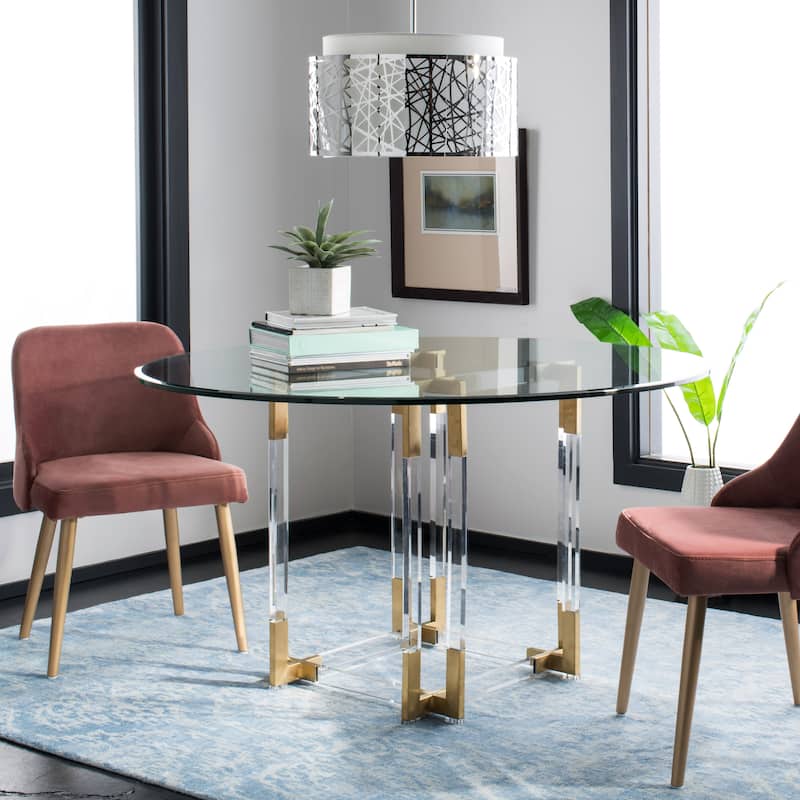 SAFAVIEH Couture Koryn Round Dining Table - 42"W x 42"D x 30"H - Clear/Brass