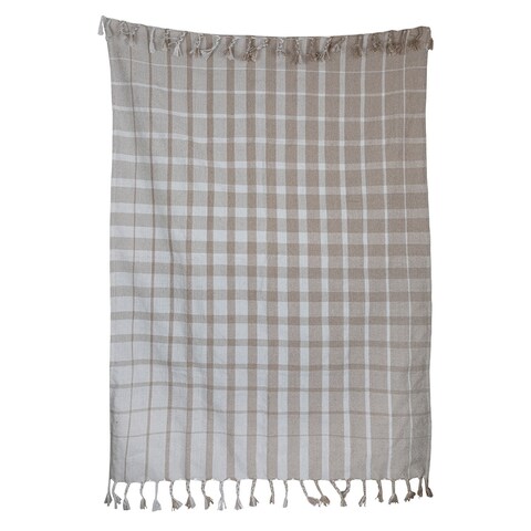 Foreside Home & Garden Taupe Gradient Plaid Polyester Outdoor Throw
