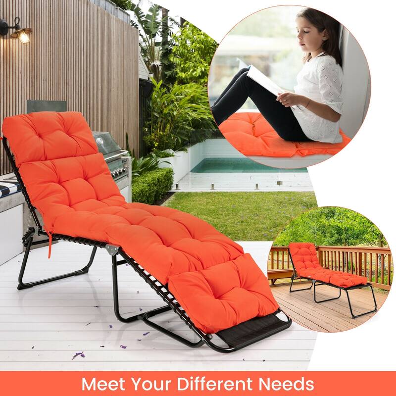 73" Comfortable Lounge Chair Cushion with Head Pillow and Waterproof for Outdoor or Indoor Use - 73'' x 22'' x 4'' (L x W x H)