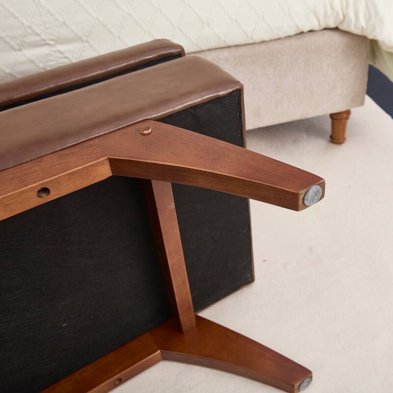 Teddy wool fabric, solid wood feet for solid weighing, and bed end stool with storage function