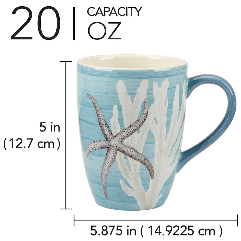 Certified International Beyond the Shore Set of 4 Mugs