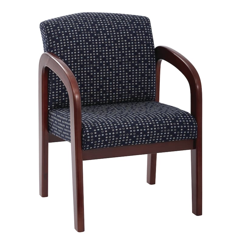 Office Star Cherry Finish Wood Visitor Chair - Indigo