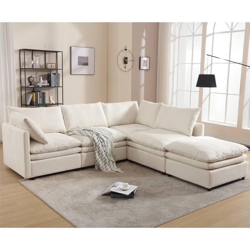 U-shaped 5-Seat Sectional Sofa with Chaise Lounge