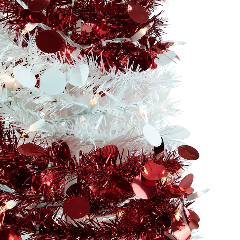 4' Pre-Lit Candy Cane Pop-Up Artificial Christmas Tree Clear Lights