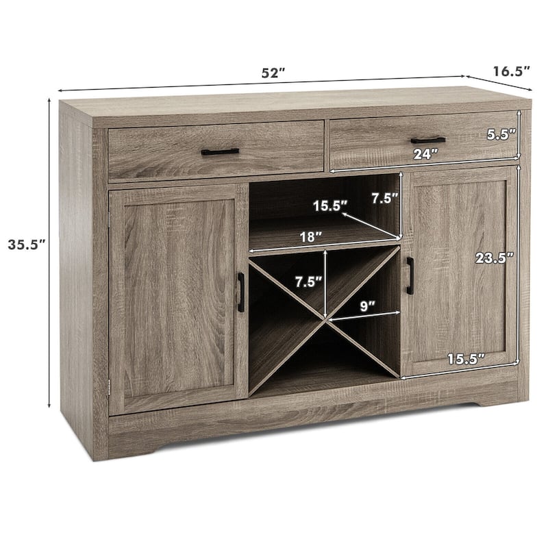 Gymax Kitchen Storage Buffet Cabinet Farmhouse Wooden Sideboard w/2