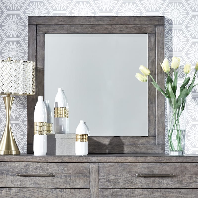 Modern Farmhouse Dusty Charcoal Distressed Dresser & Mirror