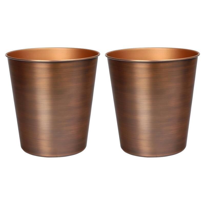 happimess Nolan Modern Classic Smooth Steel 2-Gallon Wastebasket - Antique Copper - Set of 2