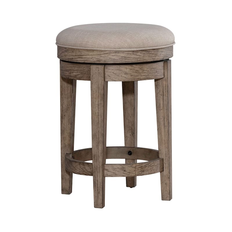 City Scape Burnished Beige Upholstered Swivel Console Stool - Width 17" x Depth 17" x Height 25"
