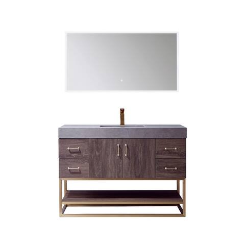 Alistair 48" Vanity with Grey Sintered Stone Countertop and Mirror