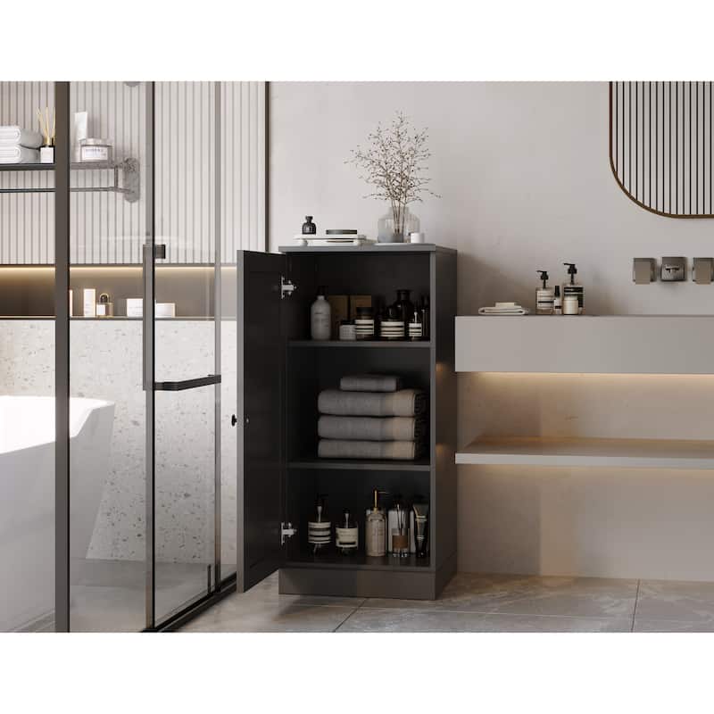 Palace Imports 100% Solid Wood 16.5" Bathroom Storage Cabinet with Shaker Door and Adjustable Shelves - Gray