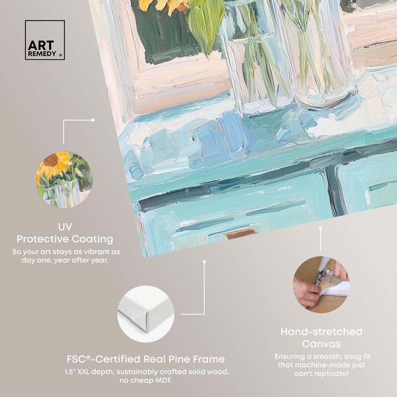 Sunflower Quartet Canvas by Art Remedy, Gallery Wrapped