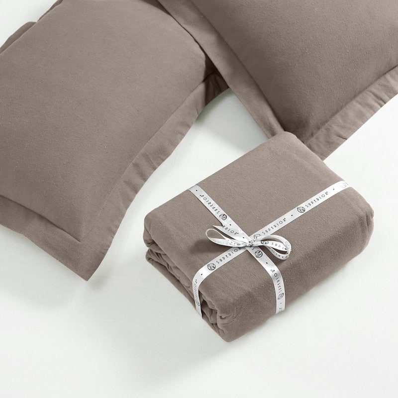 Superior Classic Solid Flannel Cotton Duvet Cover Set